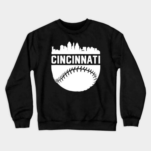 Downtown Cincinnati Ohio Skyline Baseball Crewneck Sweatshirt by Vigo